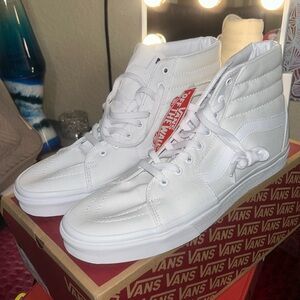 All white high top Vans brand new